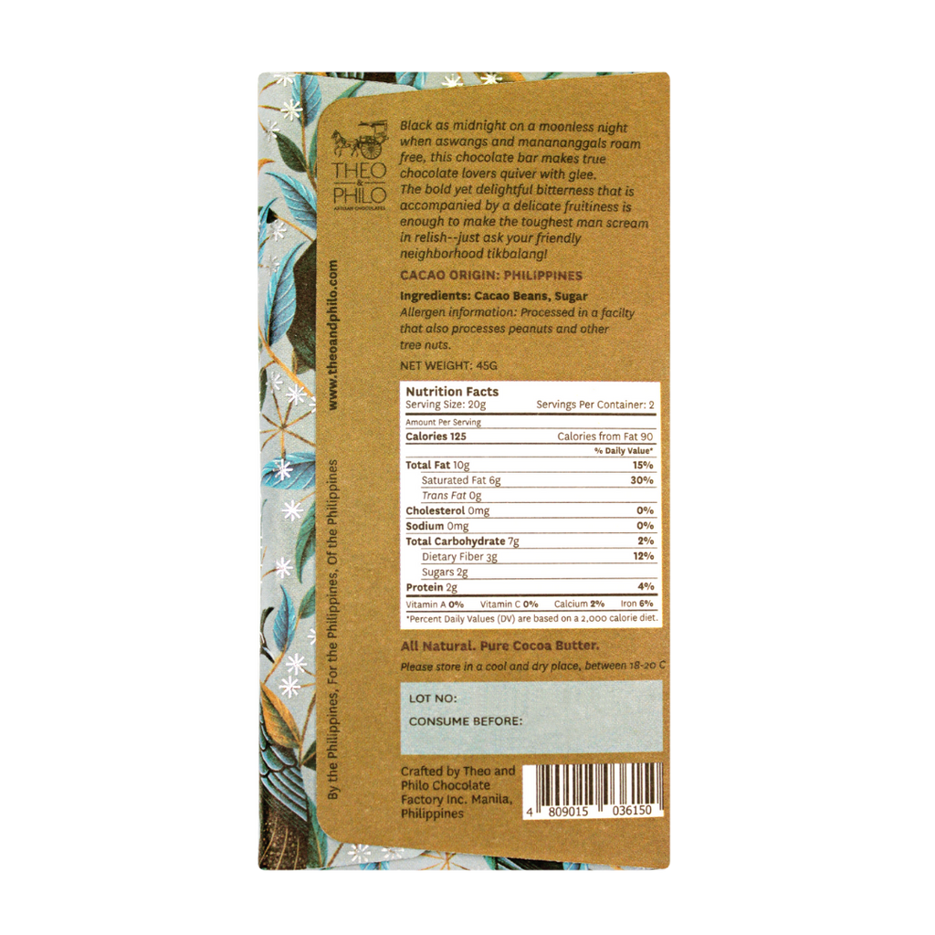 Theo and Philo Chocolates 90% Dark Chocolate Bar