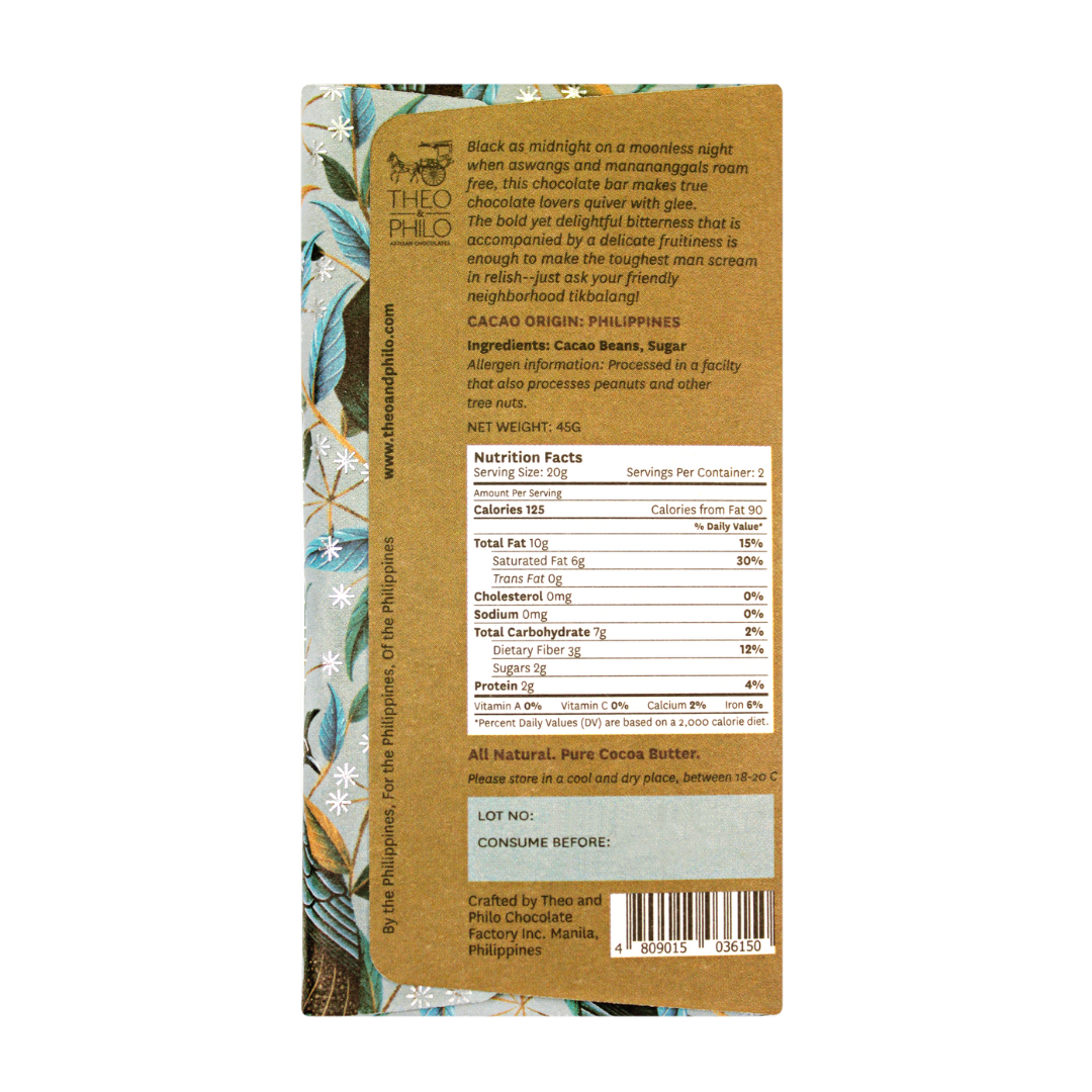 Theo and Philo Chocolates 90% Dark Chocolate Bar