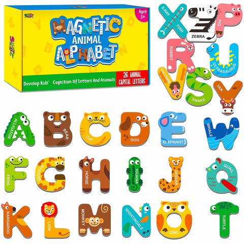 Large Size Magnetic Letters, Animal Alphabet ABC Magnets for Fridge Toys Set