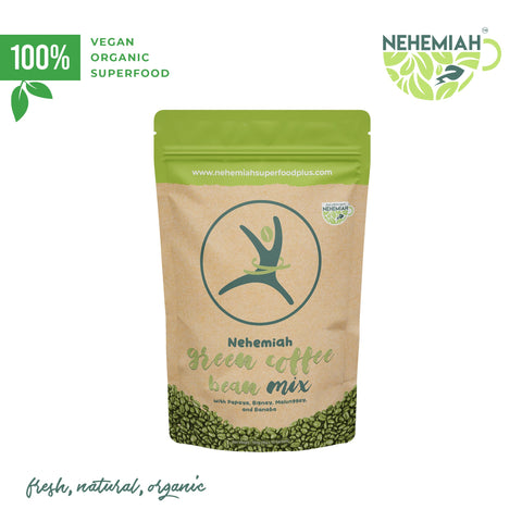 100% All Natural Green Coffee Bean Powder Mix with 5 Herbs Organic Non-GMO- 10pcs of 15g Sachets