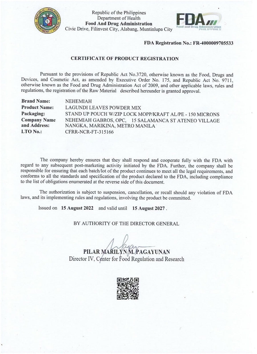 100% Natural Pure Lagundi Powder - Organic Non-GMO