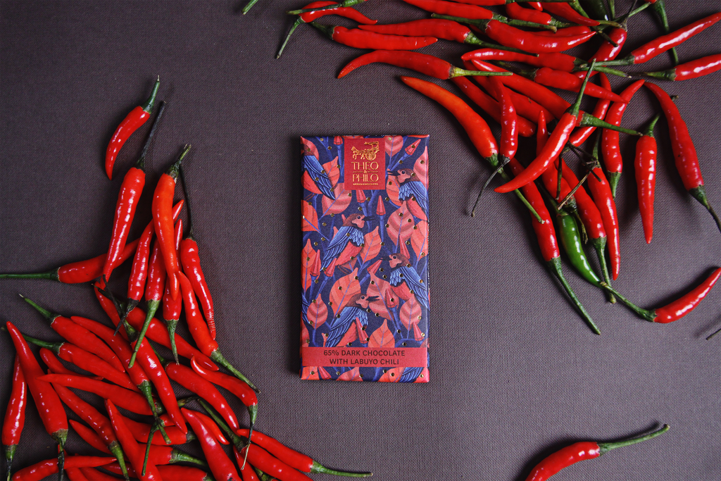 Labuyo Logo Theo and Philo Chocolates 65% Dark Chocolate with Labuyo Chili Bar ...
