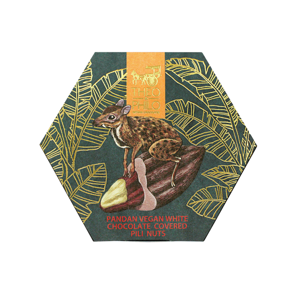 Theo and Philo Chocolates Pandan Vegan White Chocolate-Covered Pili Nuts