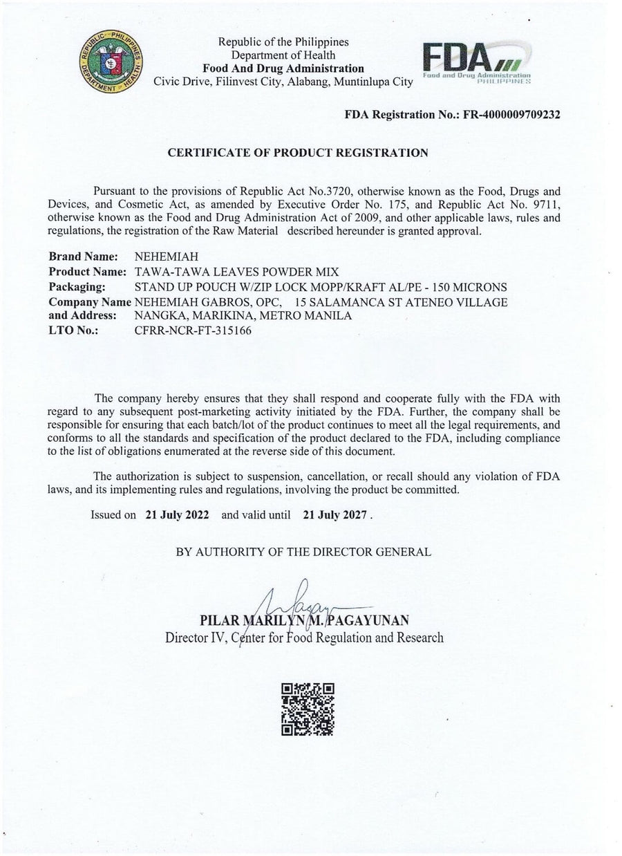 100% Natural Pure Tawa-tawa Powder - Organic Non-GMO