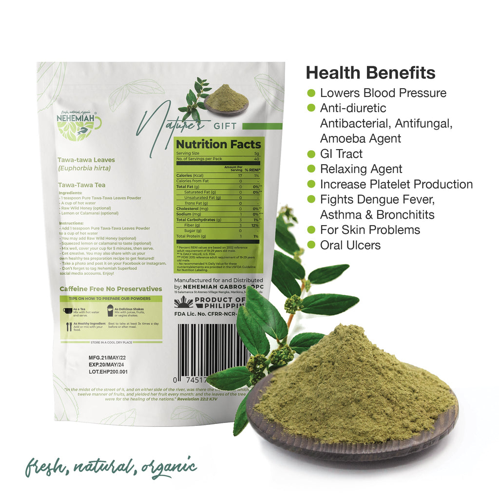 100% Natural Pure Tawa-tawa Powder - Organic Non-GMO