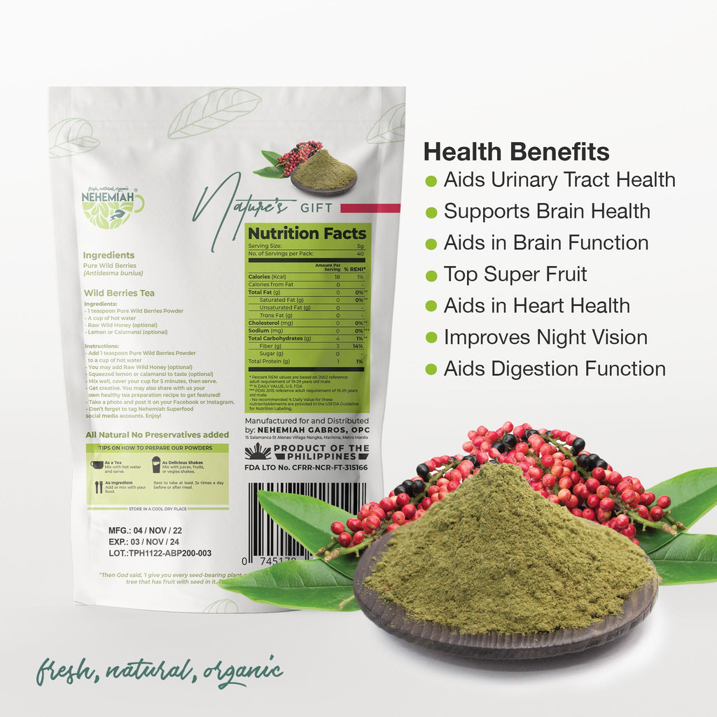 100% Natural Pure Wild Berries (Bignay) Powder - Organic Non-GMO