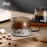 BINCOO Glass Coffee Mug with Spoon Tray Set Heat Resistant Latte Flower Mug Afternoon Tea Cup Suitable for Home Office 340ML