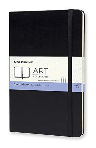 Moleskine Art Sketchbook, Hard Cover, Large (5" x 8.25") Plain/Blank, Black, 104 Pages