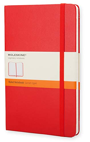 Moleskine Classic Notebook, Hard Cover, Large (5" x 8.25") Ruled/Lined, Scarlet Red