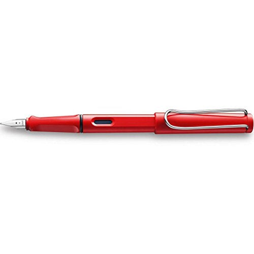 Lamy Safari Fountain Pen (16F) Hot Red + 5 Black Ink Cartridges