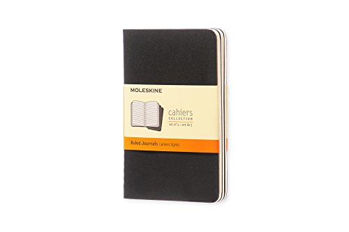 Moleskine Cahier Soft Cover Journal, Set of 3, Ruled, Pocket Size (3.5" x 5.5") Black
