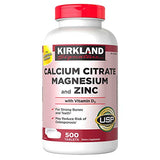 Kirkland Signature Expect More Calcium Citrate Magnesium and Zinc, 500 Tablets