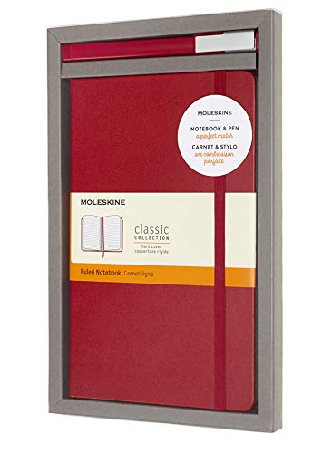 Moleskine Classic Hard Cover Ruled Notebook & Rollergel Pen Set