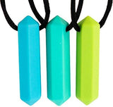 Tilcare Chew Chew Crayon Sensory Teether Necklace 3-Pack Set – Best for Autism, Biting and Teething Kids – Perfectly Textured Silicone Chewy Toy - Chewing Pendant for Boys & Girls - Chew Necklaces