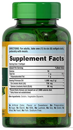 Puritans Pride Evening Primrose Oil 1000 Mg with Gla, 120 Count