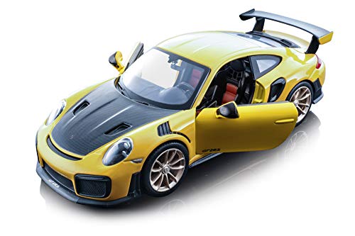 Maisto Porsche 911 GT2 RS Yellow with Carbon Hood 1/24 Diecast Model Car 31523