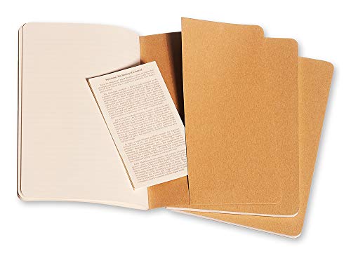 Moleskine Cahier Journal, Soft Cover, Large (5" x 8.25") Ruled/Lined, Kraft Brown (Set of 3)