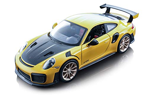 Maisto Porsche 911 GT2 RS Yellow with Carbon Hood 1/24 Diecast Model Car 31523