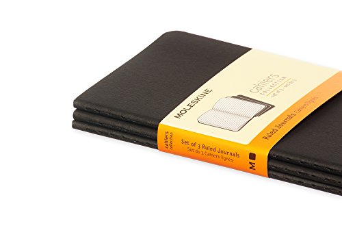 Moleskine Cahier Soft Cover Journal, Set of 3, Ruled, Pocket Size (3.5" x 5.5") Black