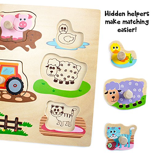 Professor Poplar's Puzzle Bundle: Alphabet, Numbers, Barnyard Helpers Wooden Puzzles