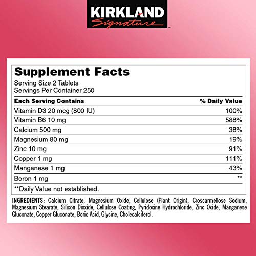 Kirkland Signature Expect More Calcium Citrate Magnesium and Zinc, 500 Tablets