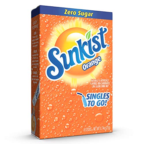 Sunkist Soda Orange Singles To Go Drink Mix, 12 Boxes with 6 Packets Each - 72 Total Servings