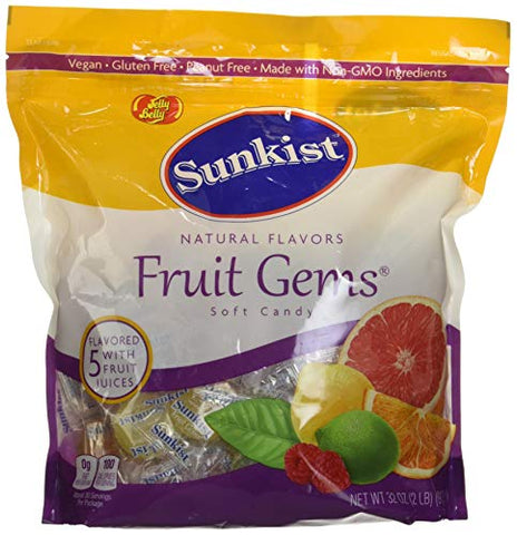 Sunkist Fruit Gems Soft Candy, Assorted Natural Flavors, 2-lb