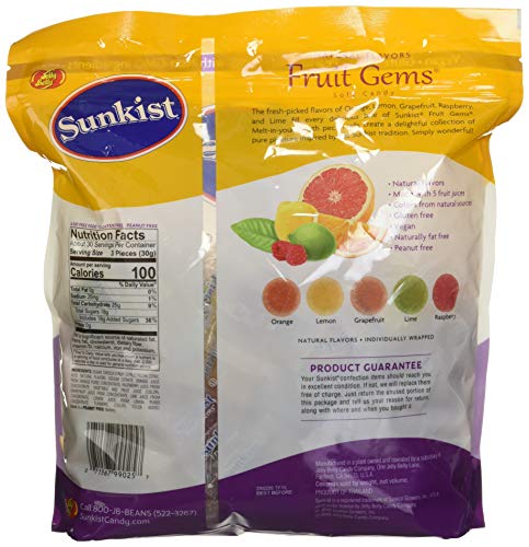 Sunkist Fruit Gems Soft Candy, Assorted Natural Flavors, 2-lb