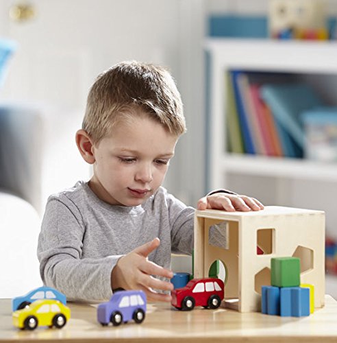 Melissa & Doug Shape Sorting Cube - Classic Wooden Toy With 12 Shapes