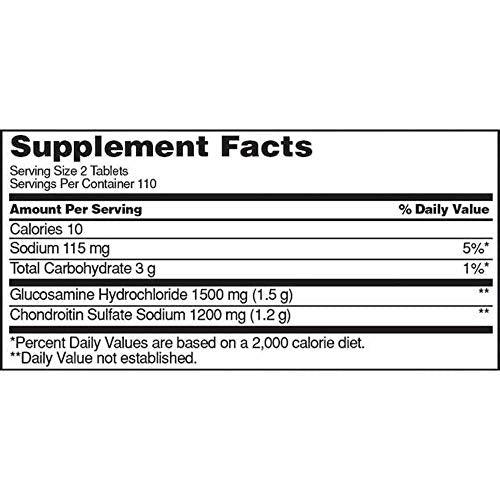 Kirkland Signature Extra Strength Glucosamine 1500mg/Chondroitin 1200mg Sulfate - 220 tablets