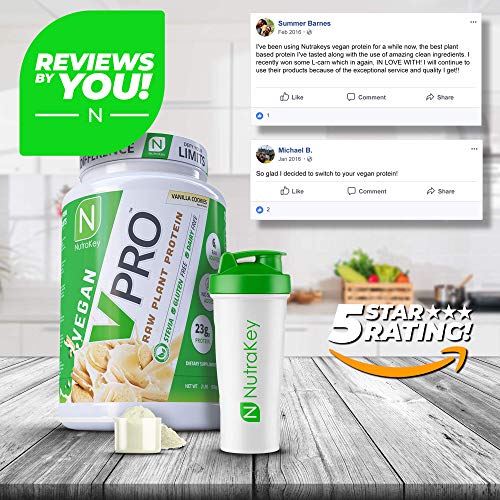 NutraKey V-Pro Raw Plant Based Protein Powder with 23g of Protein