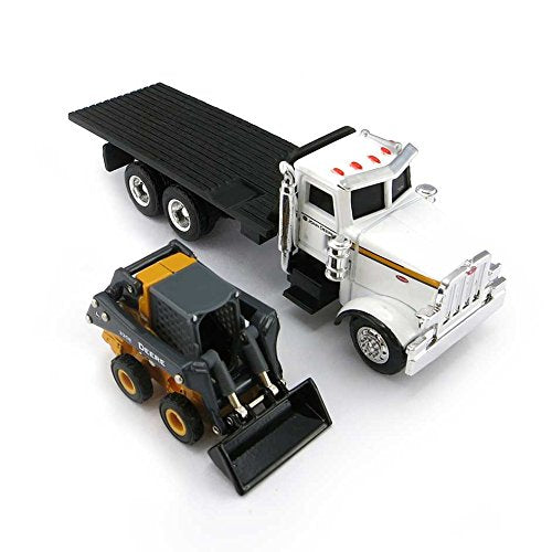 ERTL 1/64th John Deere Peterbilt Flatbed Truck with 320E Skidsteer