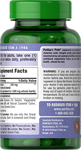 Puritans Pride Milk Thistle Extract 1000 Mg (Silymarin) Softgels, 180 Count