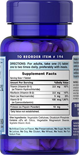 Puritan's Pride B-Complex And B-12 180 Tablets