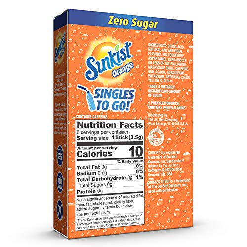 Sunkist Soda Orange Singles To Go Drink Mix, 12 Boxes with 6 Packets Each - 72 Total Servings