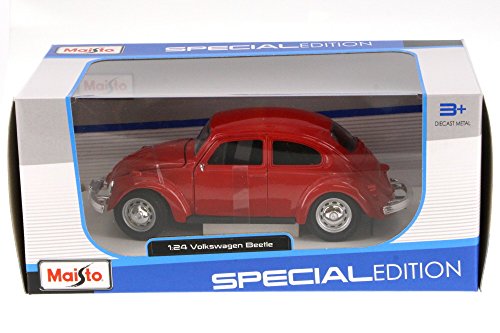 Volkswagen Beetle Hard Top, Red - Maisto 31926R - 1/24 Scale Diecast Model Toy Car