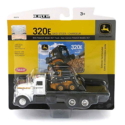 ERTL 1/64th John Deere Peterbilt Flatbed Truck with 320E Skidsteer
