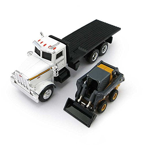 ERTL 1/64th John Deere Peterbilt Flatbed Truck with 320E Skidsteer
