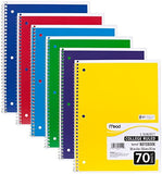 Mead Spiral Notebooks, 1 Subject, College Ruled, 70 Sheets