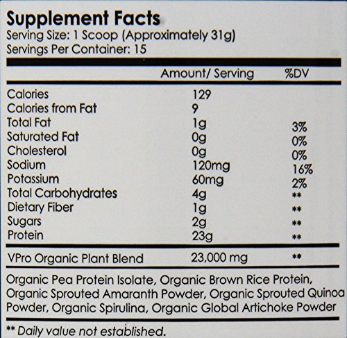 NutraKey V-Pro Raw Plant Based Protein Powder with 23g of Protein