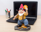 Joykick Bitcoin Miner Gnome - 11 x 7.5 Inches Hand Painted