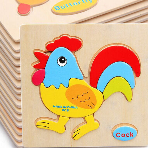Kids toy Wooden Puzzles Animal Cock Children's hand grasping puzzle board wooden Puzzles Cock puzzles for children